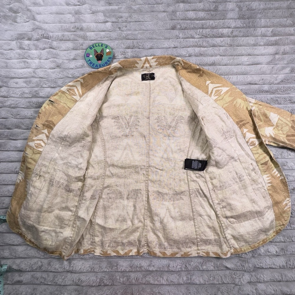 RRL Ralph Lauren Womens Sz 2 100% Linen Aztec Unstructured Blazer Jacket $790 - Picture 9 of 15
